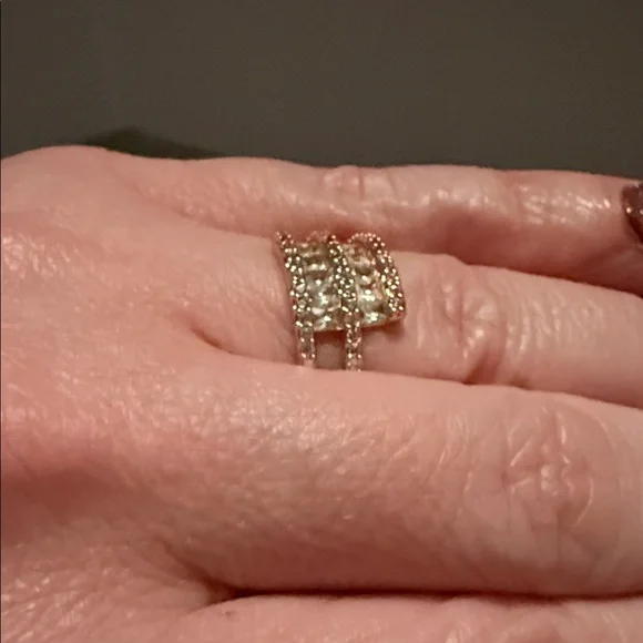 Rose Gold Plated Diamond Cubic Zirconia Ring - Picture 2 of 2